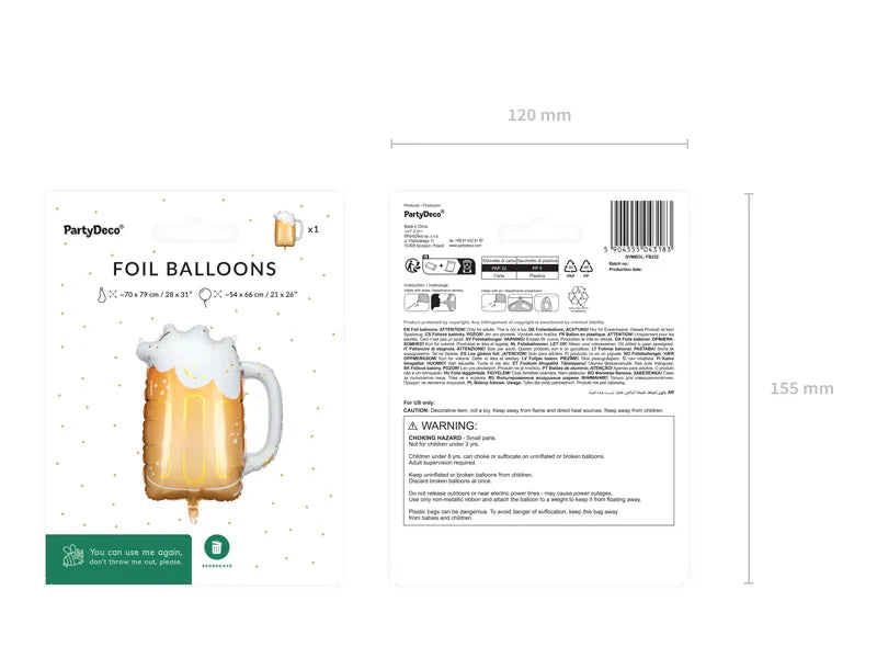 Folienballon Bier, 66 x 54 cm - Avaloon Party-Deko-Geschenke