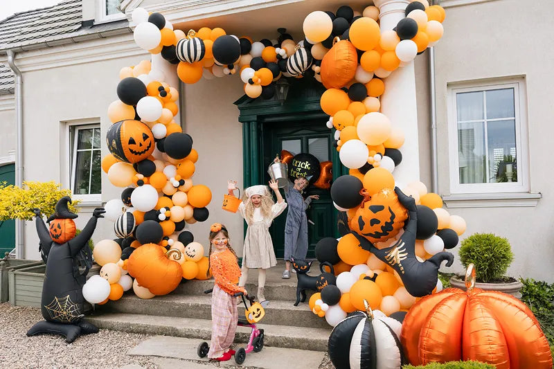 Folienballon Gruselige Kürbisse, 50 cm, orange-schwarz
