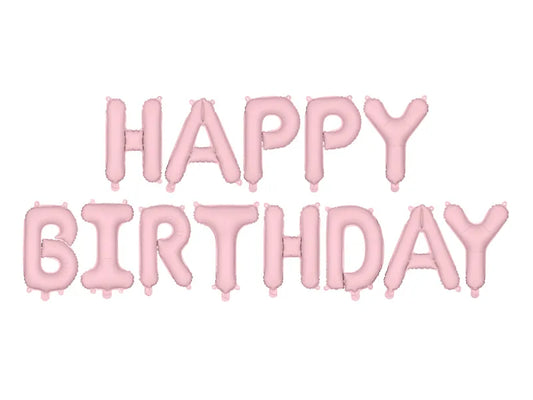 Folienballon Happy Birthday, 340x35cm, Rosa