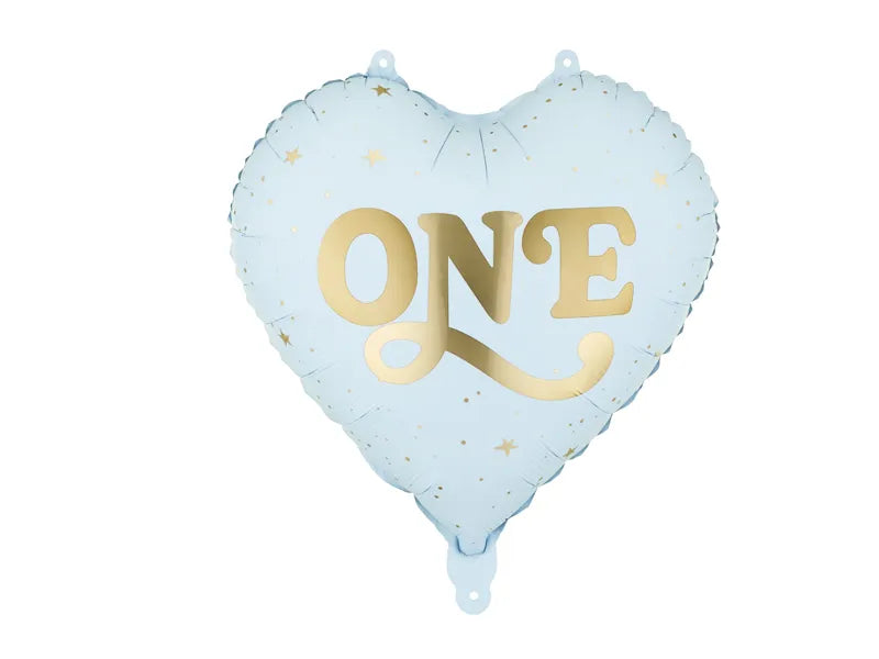 Folienballon Herz ''One'', 45 cm, hellblau