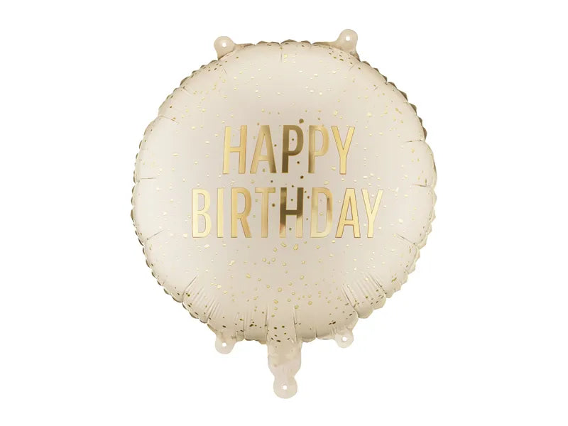 Folienballon Pastille Happy Birthday, Creme