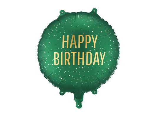 Folienballon Pastille Happy Birthday, 35x35 cm, Dunkelgrün