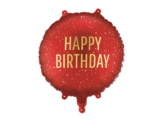 Folienballon Pastille Happy Birthday, dunkelrot