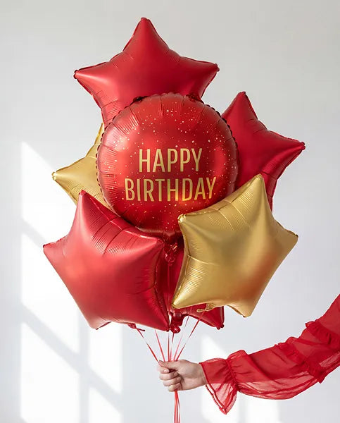 Folienballon Pastille Happy Birthday, dunkelrot