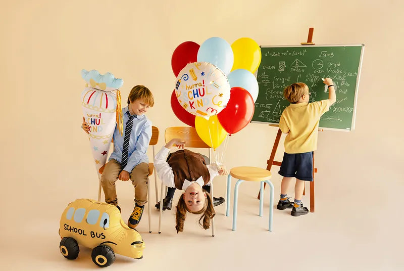 Folienballon Schultüte Hurra Schulkind, 34,5x99 cm, creme