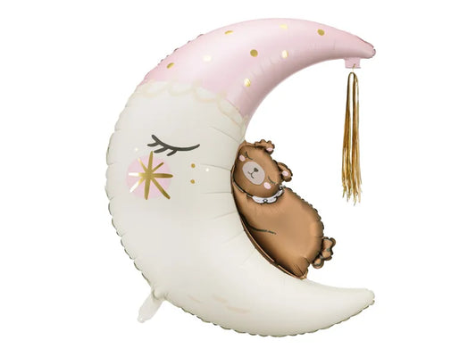 Folienballon Teddybär auf dem Mond, 80x98 cm, Mix - Avaloon Party-Deko-Geschenke