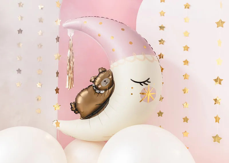 Folienballon Teddybär auf dem Mond, 80x98 cm, Mix - Avaloon Party-Deko-Geschenke