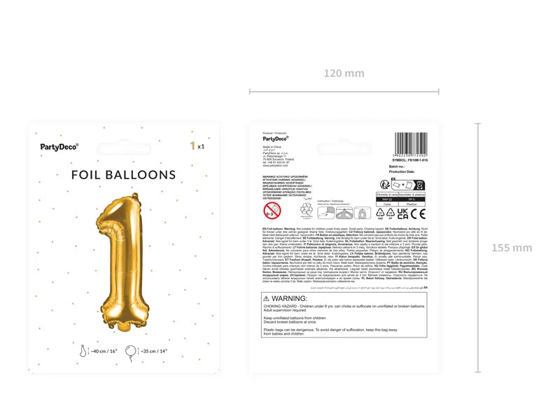 Folienballon Zahlen gold