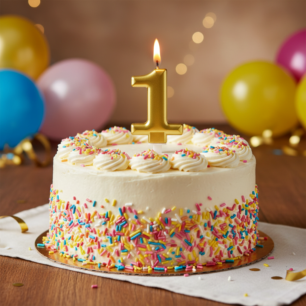 Bougies d'anniversaire, chiffres, 9,3 cm, or