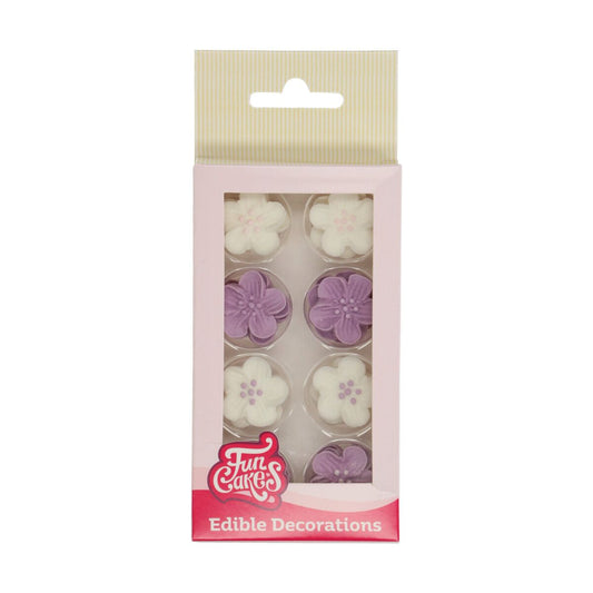 FunCakes Zuckerdekorationen Blumen Mix Lila, 24er Set