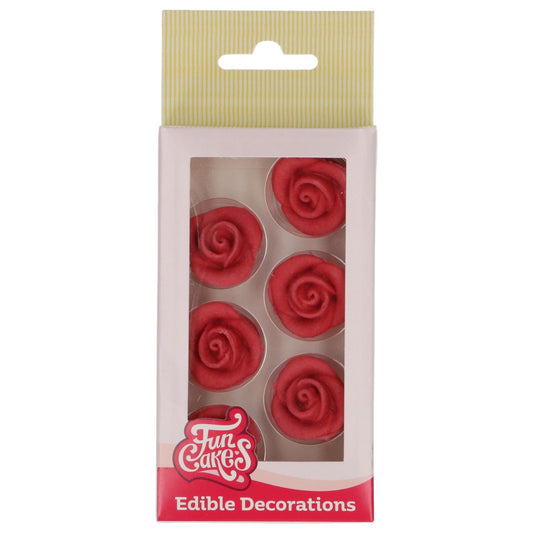 FunCakes Zucker-Rosen Rot, 6er Set