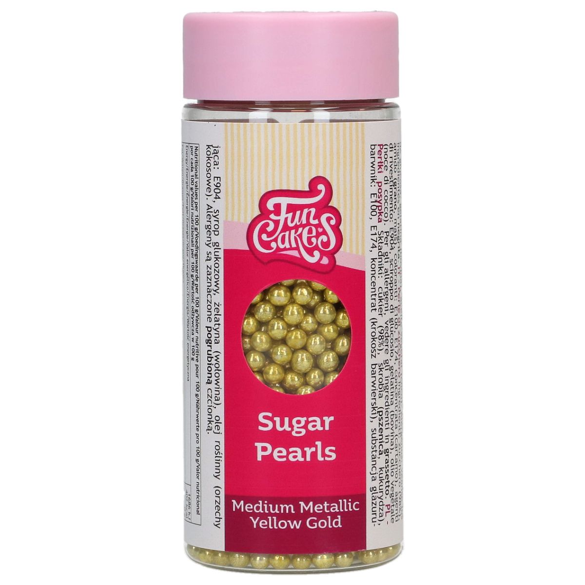 FunCakes Essbare Zuckerperlen Metallic Gold – 80g