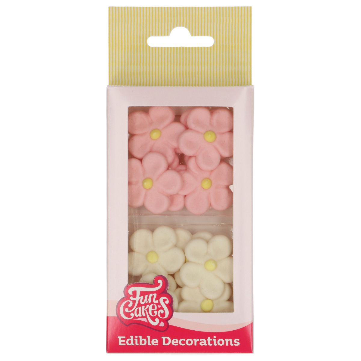 FunCakes Fondant Decorations Daisies White/Pink set/12