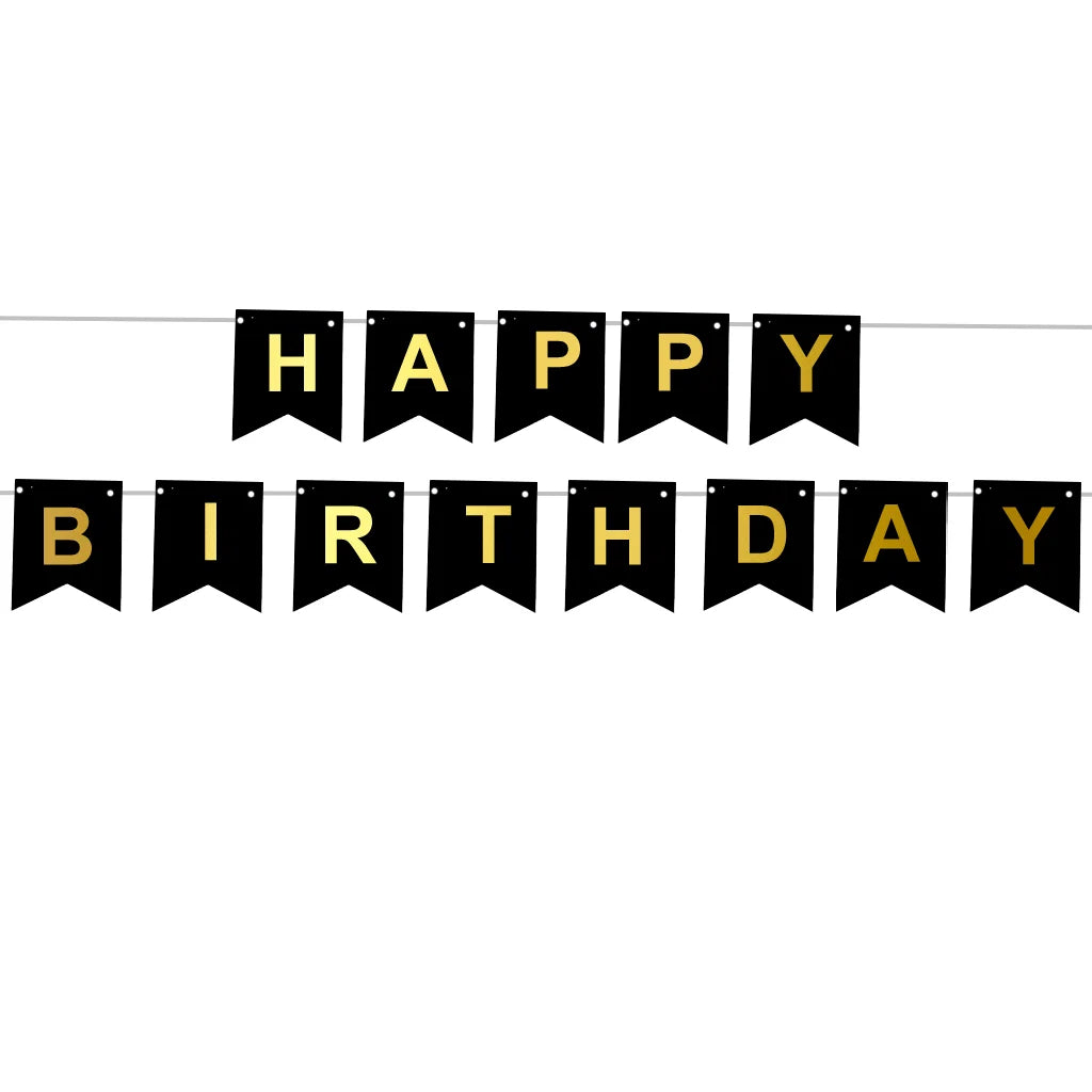 Geburtstagsbanner Happy Birthday in Schwarz