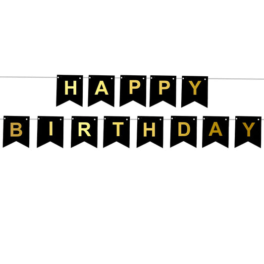 Geburtstagsbanner Happy Birthday in Schwarz