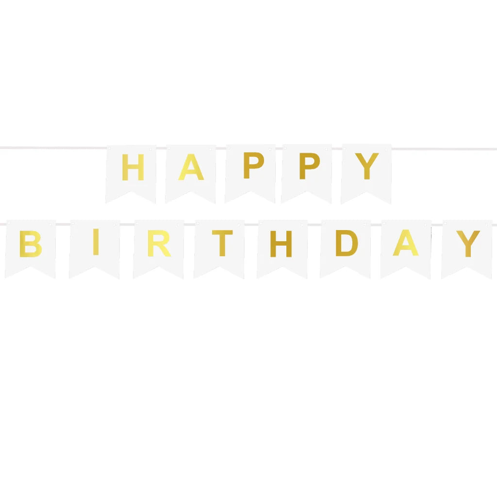 Geburtstagsbanner Happy Birthday in Weiß