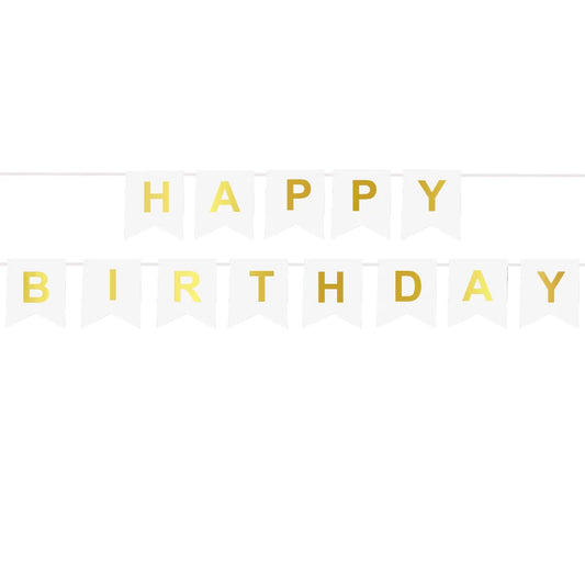 Geburtstagsbanner Happy Birthday in Weiß