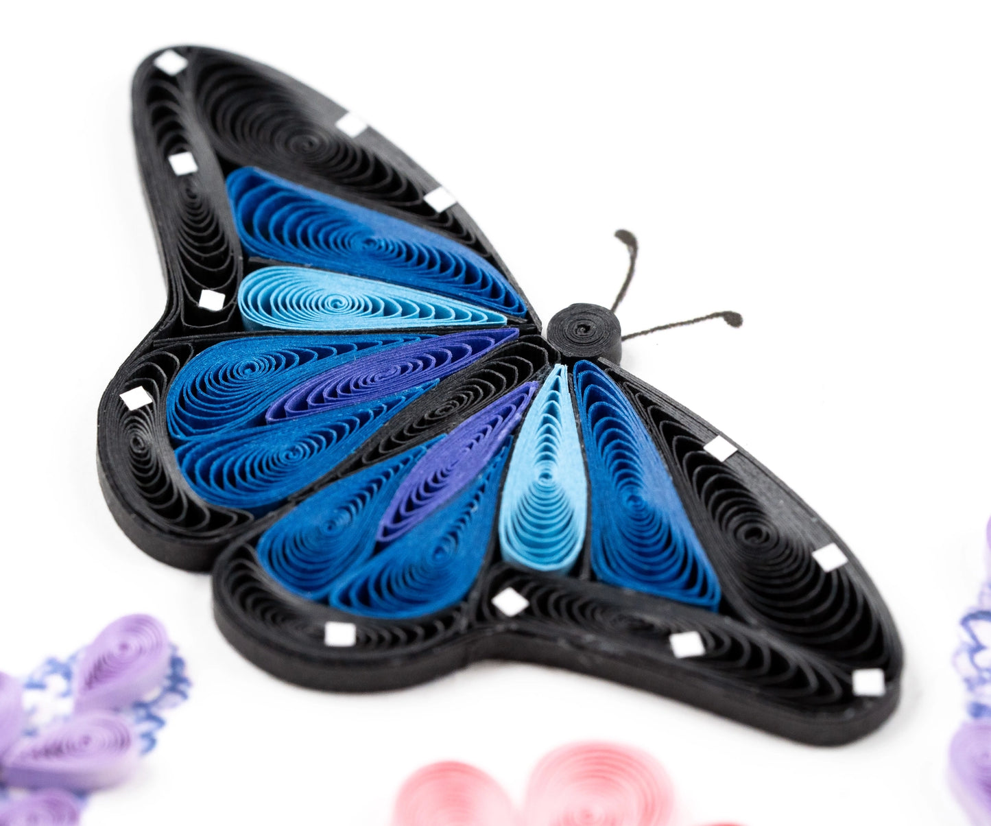 Geburtstagskarte Schmetterlinge & Blumen – Blaue Schmetterlinge