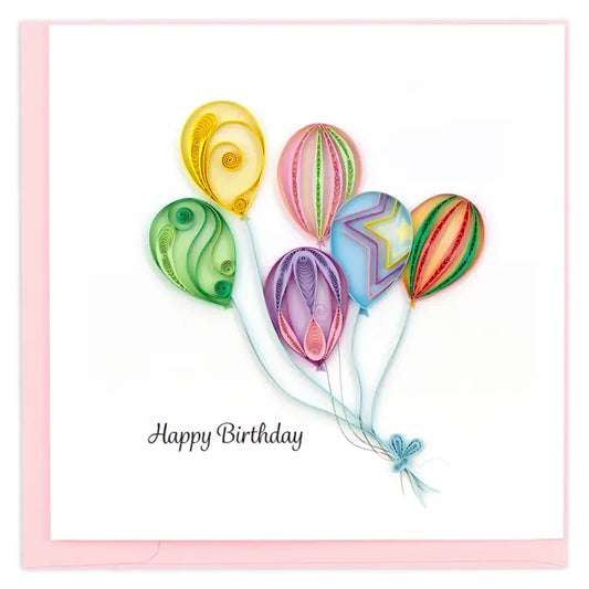 Geburtstagskarte Bunte Luftballons – Handgefertigte Quilling Karte