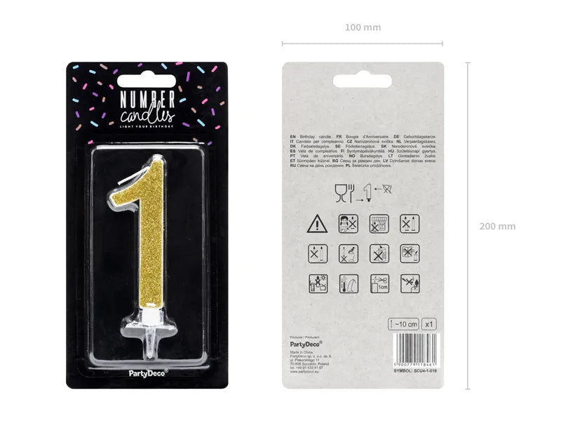 Geburtstagskerze Zahlen, gold, 10cm - Avaloon Party-Deko-Geschenke