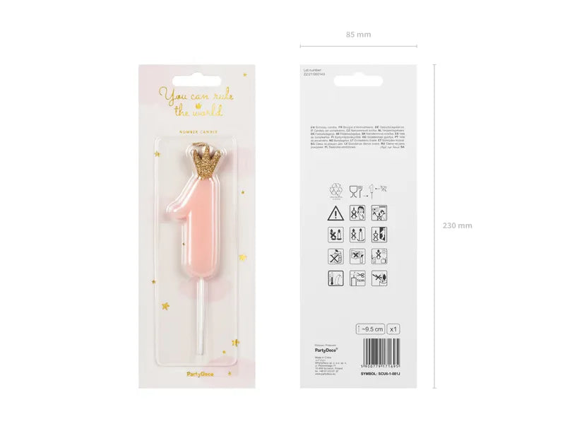 Geburtstagskerze Zahlen, hellrosa, 9,5cm - Avaloon Party-Deko-Geschenke