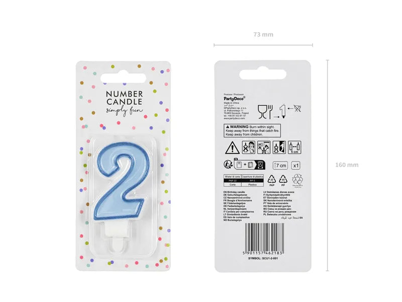 Geburtstagskerze Zahlen, blau, 7cm - Avaloon Party-Deko-Geschenke