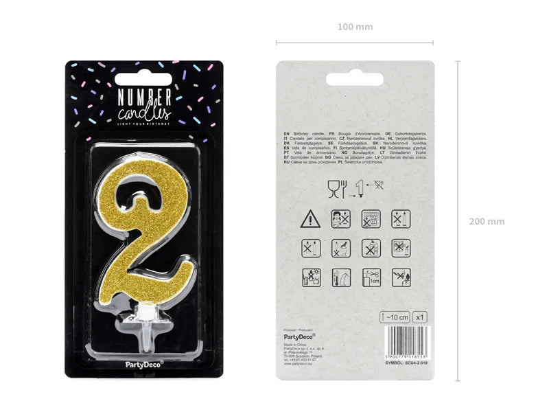Geburtstagskerze Zahlen, gold, 10cm - Avaloon Party-Deko-Geschenke