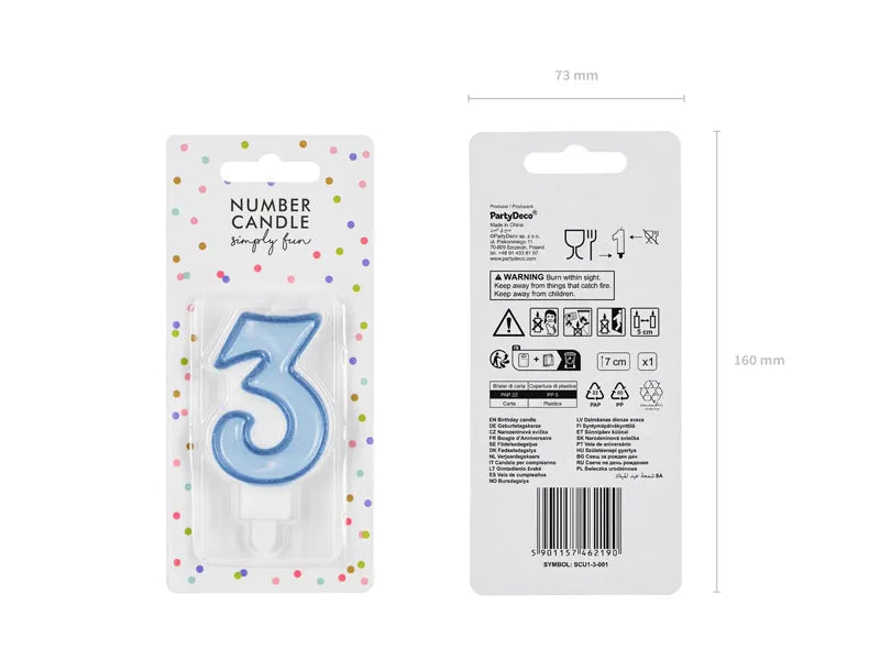 Geburtstagskerze Zahlen, blau, 7cm - Avaloon Party-Deko-Geschenke