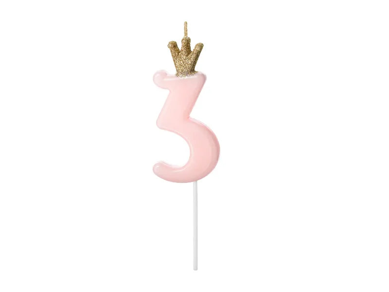 Geburtstagskerze Zahlen, hellrosa, 9,5cm - Avaloon Party-Deko-Geschenke