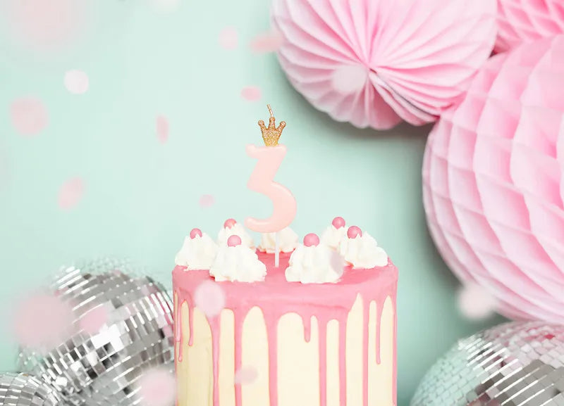 Geburtstagskerze Zahlen, hellrosa, 9,5cm - Avaloon Party-Deko-Geschenke