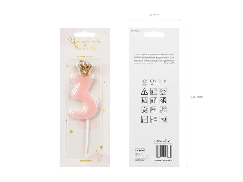 Geburtstagskerze Zahlen, hellrosa, 9,5cm - Avaloon Party-Deko-Geschenke