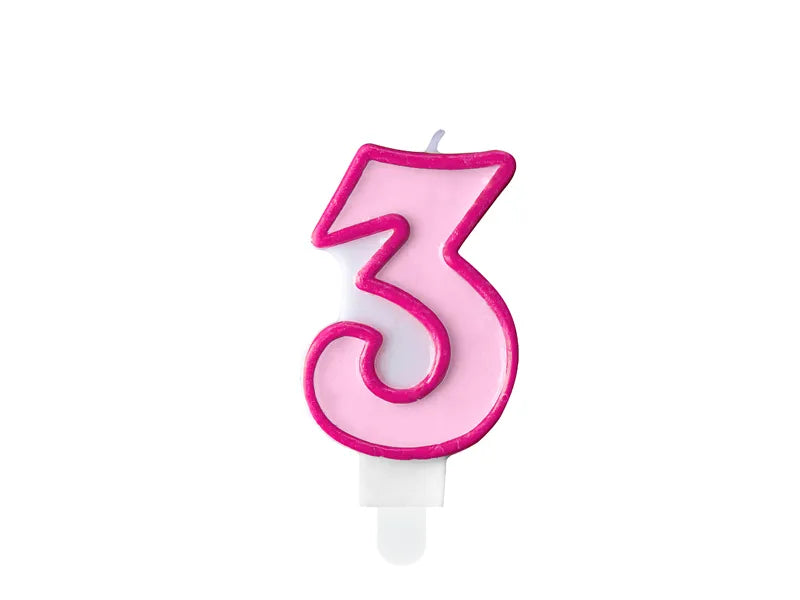 Geburtstagskerze Zahlen, rosa, 7cm - Avaloon Party-Deko-Geschenke