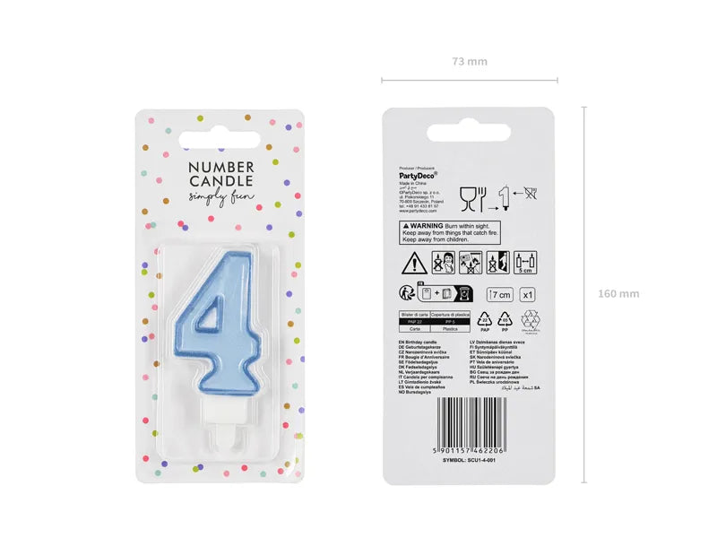 Geburtstagskerze Zahlen, blau, 7cm - Avaloon Party-Deko-Geschenke