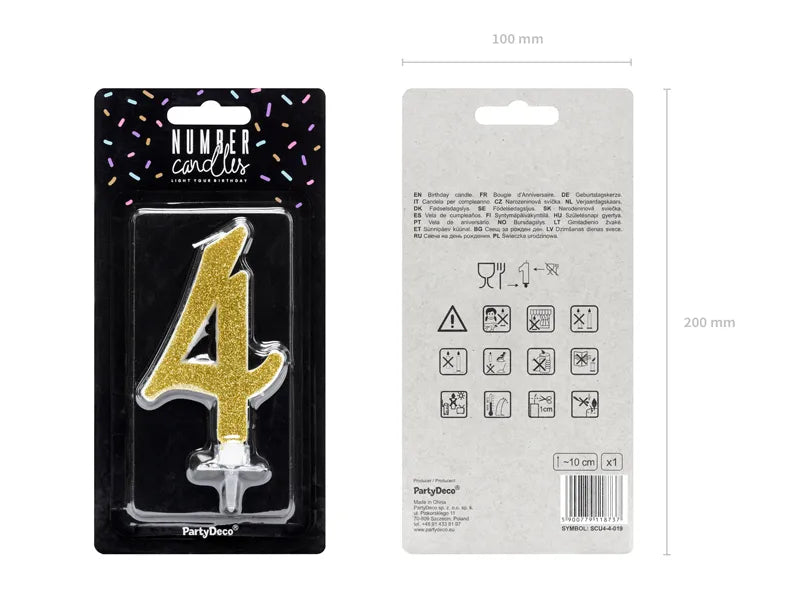 Geburtstagskerze Zahlen, gold, 10cm - Avaloon Party-Deko-Geschenke
