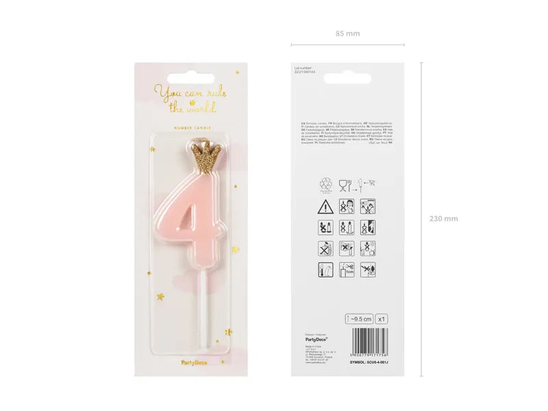 Geburtstagskerze Zahlen, hellrosa, 9,5cm - Avaloon Party-Deko-Geschenke