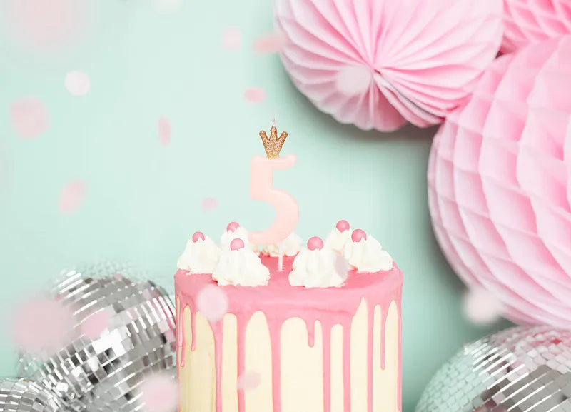 Geburtstagskerze Zahlen, hellrosa, 9,5cm - Avaloon Party-Deko-Geschenke