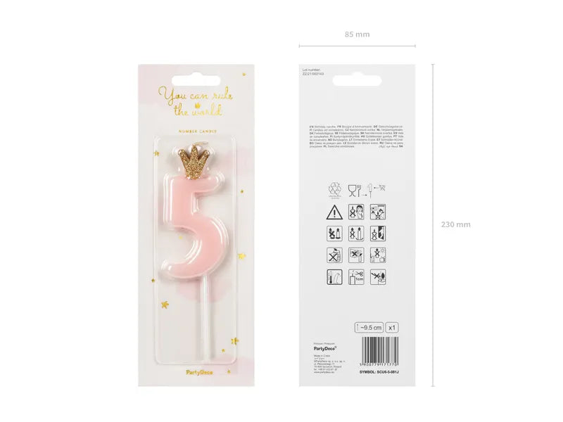 Geburtstagskerze Zahlen, hellrosa, 9,5cm - Avaloon Party-Deko-Geschenke
