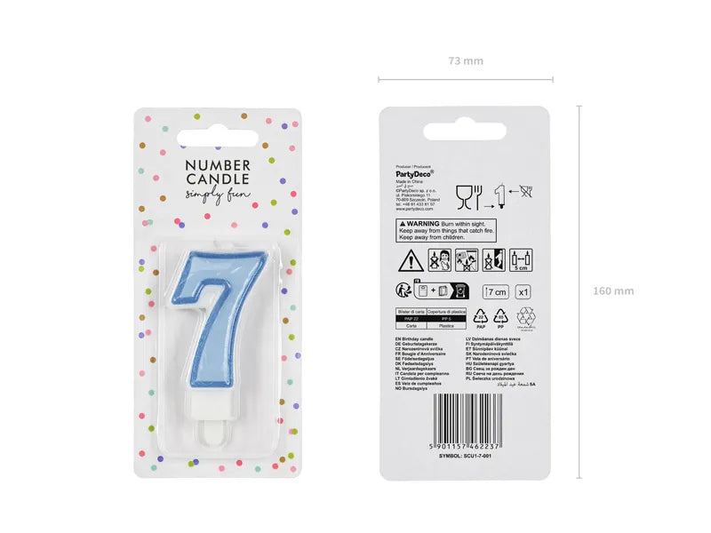 Geburtstagskerze Zahlen, blau, 7cm - Avaloon Party-Deko-Geschenke