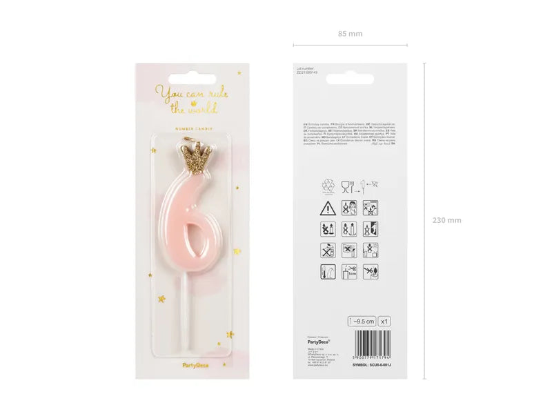 Geburtstagskerze Zahlen, hellrosa, 9,5cm - Avaloon Party-Deko-Geschenke