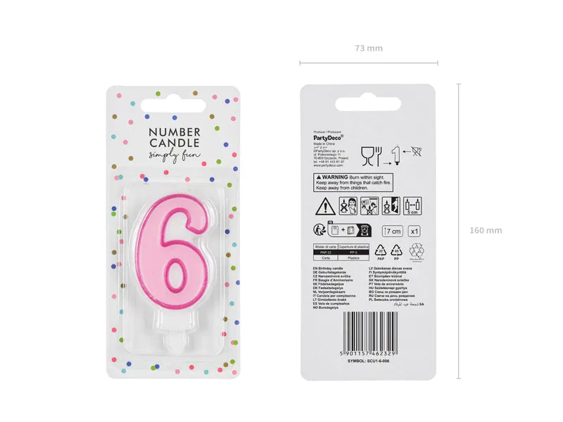 Geburtstagskerze Zahlen, rosa, 7cm - Avaloon Party-Deko-Geschenke