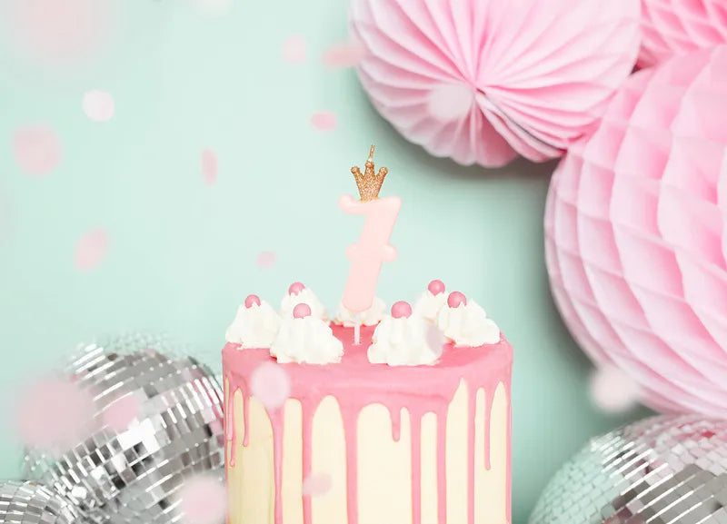 Geburtstagskerze Zahlen, hellrosa, 9,5cm - Avaloon Party-Deko-Geschenke