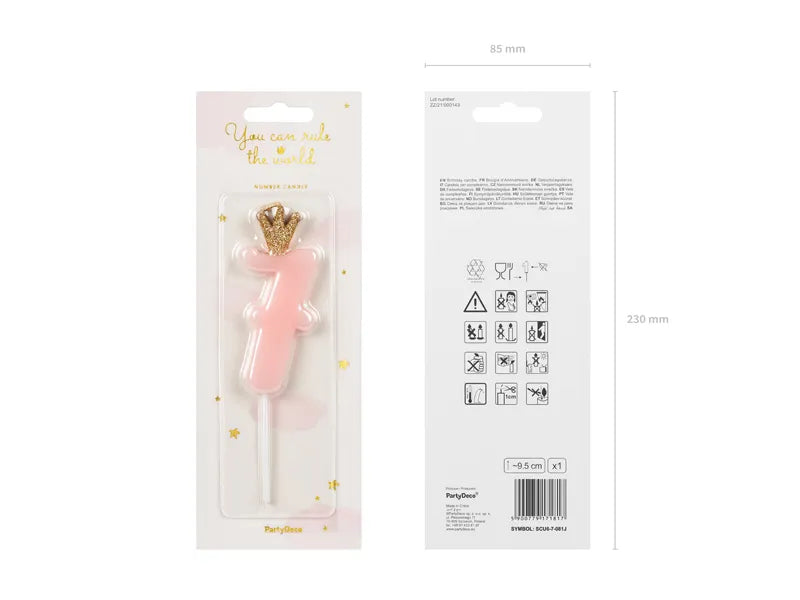 Geburtstagskerze Zahlen, hellrosa, 9,5cm - Avaloon Party-Deko-Geschenke