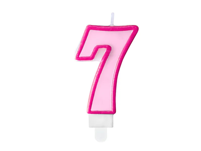 Geburtstagskerze Zahlen, rosa, 7cm - Avaloon Party-Deko-Geschenke