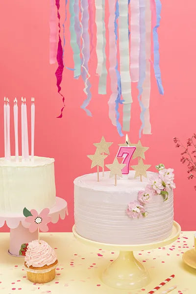 Geburtstagskerze Zahlen, rosa, 7cm - Avaloon Party-Deko-Geschenke