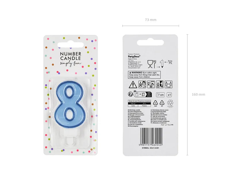 Geburtstagskerze Zahlen, blau, 7cm - Avaloon Party-Deko-Geschenke