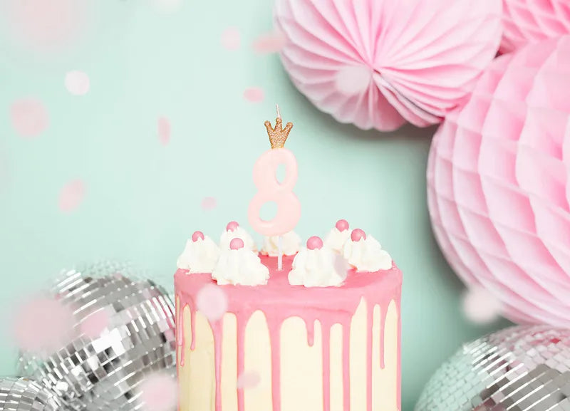 Geburtstagskerze Zahlen, hellrosa, 9,5cm - Avaloon Party-Deko-Geschenke