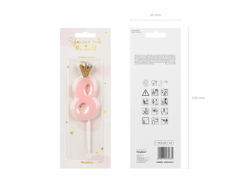 Geburtstagskerze Zahlen, hellrosa, 9,5cm - Avaloon Party-Deko-Geschenke