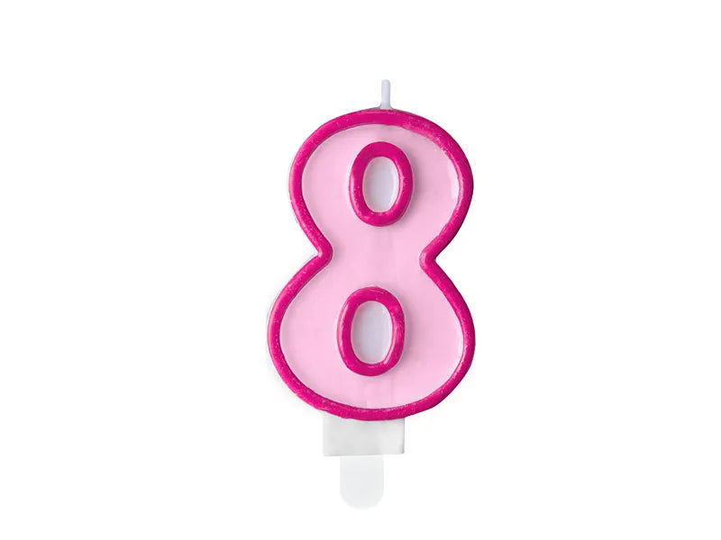 Geburtstagskerze Zahlen, rosa, 7cm - Avaloon Party-Deko-Geschenke