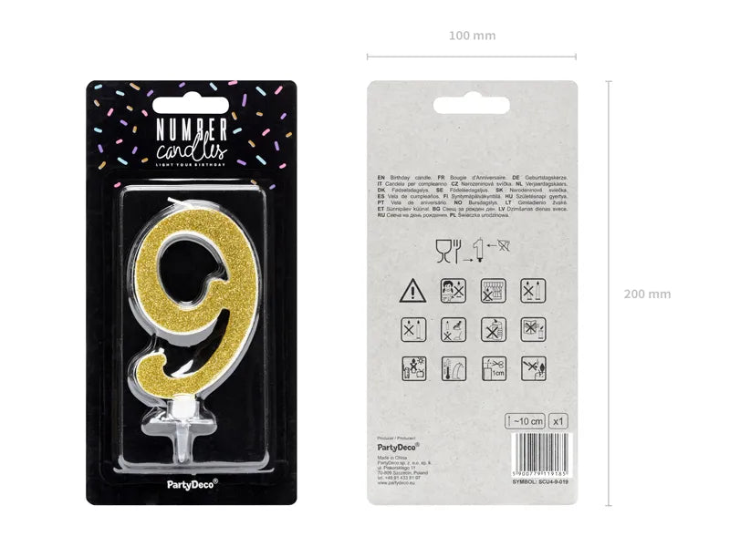 Geburtstagskerze Zahlen, gold, 10cm - Avaloon Party-Deko-Geschenke