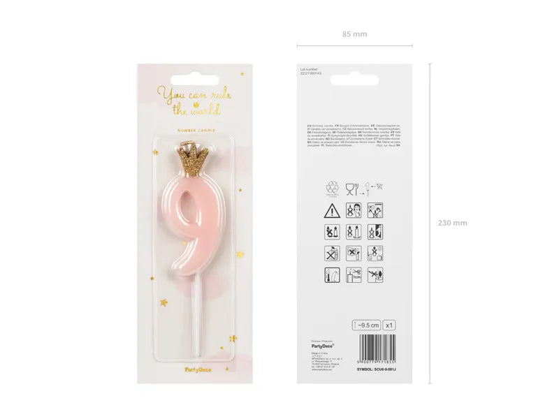 Geburtstagskerze Zahlen, hellrosa, 9,5cm - Avaloon Party-Deko-Geschenke